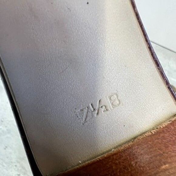 Talbots Brown Croc Embossed Leather Kitten Heel Slide Sandals Womens Size 7.5B - Picture 7 of 10